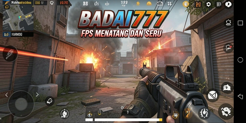 Tangkapan layar utama menunjukkan aksi pertempuran yang seru di BADAI777.