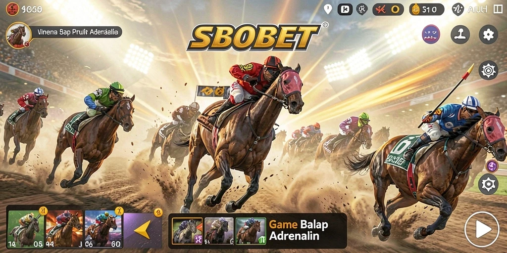 Screenshot utama SBOBET menampilkan aksi balapan yang mendebarkan.
