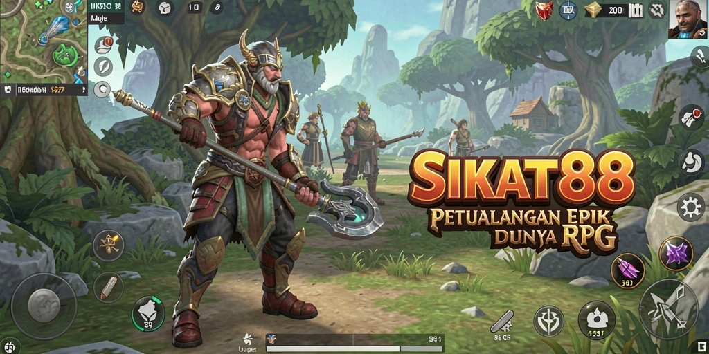 Tangkapan layar gameplay SIKAT88 yang menampilkan pertarungan RPG yang seru.