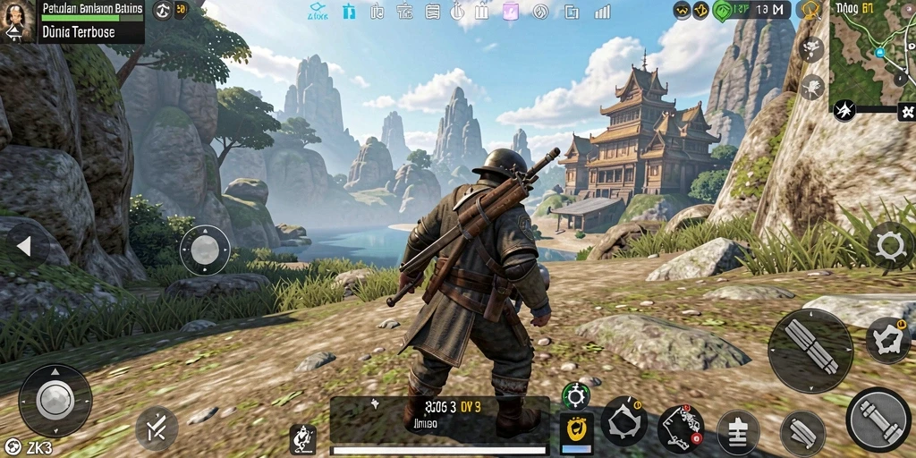 Gameplay ZK3 yang menunjukkan petualangan dalam dunia terbuka.